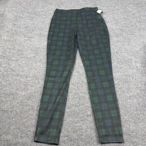Maurices Dress Pants Womens XS Green Plaid Skinny Ponte High Rise Pull On Casual